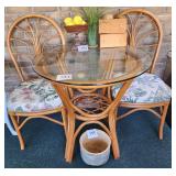 Rattan Bistro Set, (2) Chairs, Table