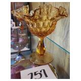 Fenton Pedestal Compote, ruffle