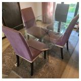 Glass Dining Room Table (4) High-Back Chairs*