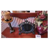 Lamp, Mirror, Vase w/Silks