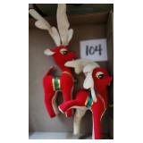 (2) MidCentury Felt Reindeer Christmas Decor