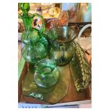 Assorted Green Glass, Platter