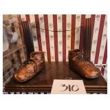 Wood Slide-in Frame, Bronze Baby Shoes