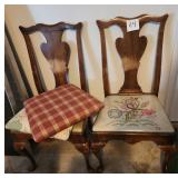 (2) Dining Chairs, Crewel Seats, Extra Seats
