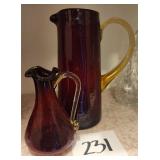 (2) Amberina Pitchers