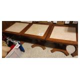 (3) Square Side Tables, Marble Inserts*