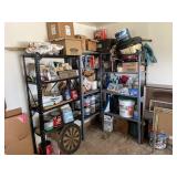 (3) Metal Shelves and Contents