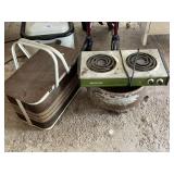 Picnic Basket, Hot Plate, Pot