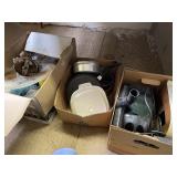 Vintage Light Fixture, Pots and Pans