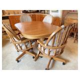 Oak Kitchen Table 42"x60" and (4) Chairs