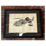 US Army Helicopter Pointillism Framed Print