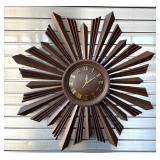 Vintage Plastic Starburst Wall Clock 35" Wide