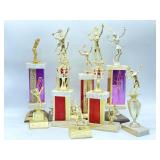 Vintage 1970s Tennis and Baseball Trophies -