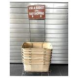 Vintage Canvas Shopping Baskets and Rack