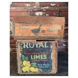 (2) Wood Fruit Crates - Royal Limes and Blue