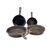 (4) Cast Iron Skillets 10.5" and Smaller