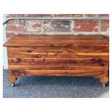 Vintage Small Cedar Wood Trunk on Casters 36