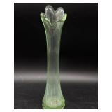 Green Glass Swung Vase 10"- not UV reactive