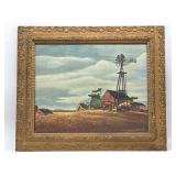 Vintage Farm Print in Frame 26" x 22"