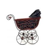 Vintage Wood and Metal Baby Doll Buggy 16" x 8.5"
