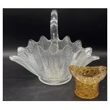 Glass Basket 10.5" Tall and Amber Glass Hat