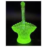 Uranium Glass Basket 6"