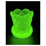 Uranium Glass Toothpick Holder 2.5"
