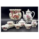 Fitz and Floyd Santa Vase and Porcelain Tea Set