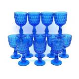 (12) Blue Glass Cups 6.75"