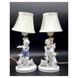 Pair of Western Germany Porcelain Lamps 12"