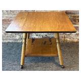 Vintage Wood Side Table with Newer Wheels 23" x