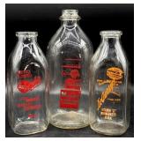 (3) Milk Bottles : Wright