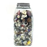 Vintage Buttons in Antique Mason Jar 9.25"