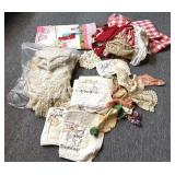 Vintage Baby Quilt, Embroidered Tea Towels,