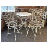 Metal Patio Table and (4) Chairs - table is 23"
