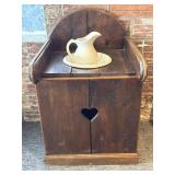 Wood Wash Stand with Pitcher and Bowl - 23" x