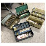 (4) Vintage Fishing Tackle Boxes & Tackle