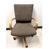 Cloth Office Chair, Wooden Arms & Base