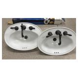 (2) Kohler Vanity Sinks w/ Brushed Bronze Faucets