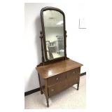 Vintage Three Drawer Mirrored Dresser