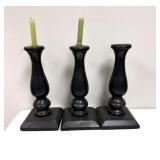 (3) Wooden Candle Holders 16"