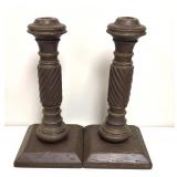 (2) Wooden Candle Holders 15"