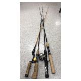 (4) Fishing Rods (1) Shakespeare Reel
