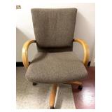 Cloth Office Chair, Wooden Arms & Base 24"x36"