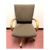 Cloth Office Chair, Wooden Arms & Base 24x36