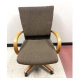 Cloth Office Chair, Wooden Arms & Base 24x36