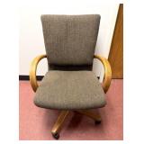 Cloth Office Chair, Wooden Arms & Base 24x36