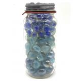 Shooter Marbles and Marbles in Glass Jar