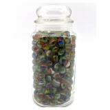 Shooter Marbles and Marbles in Lidded Glass