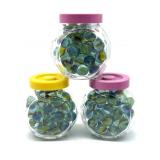 Marbles in (4) Small Glass Jars